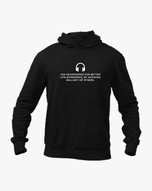 Use HeadPhones Unisex Hoodie Black - Mad Monkey